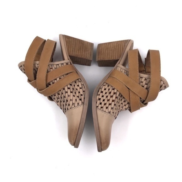 Rebels Brand Tan Woven Leather Double Criss Cross Buckle Ankle Booties Size 10 - Picture 3 of 10